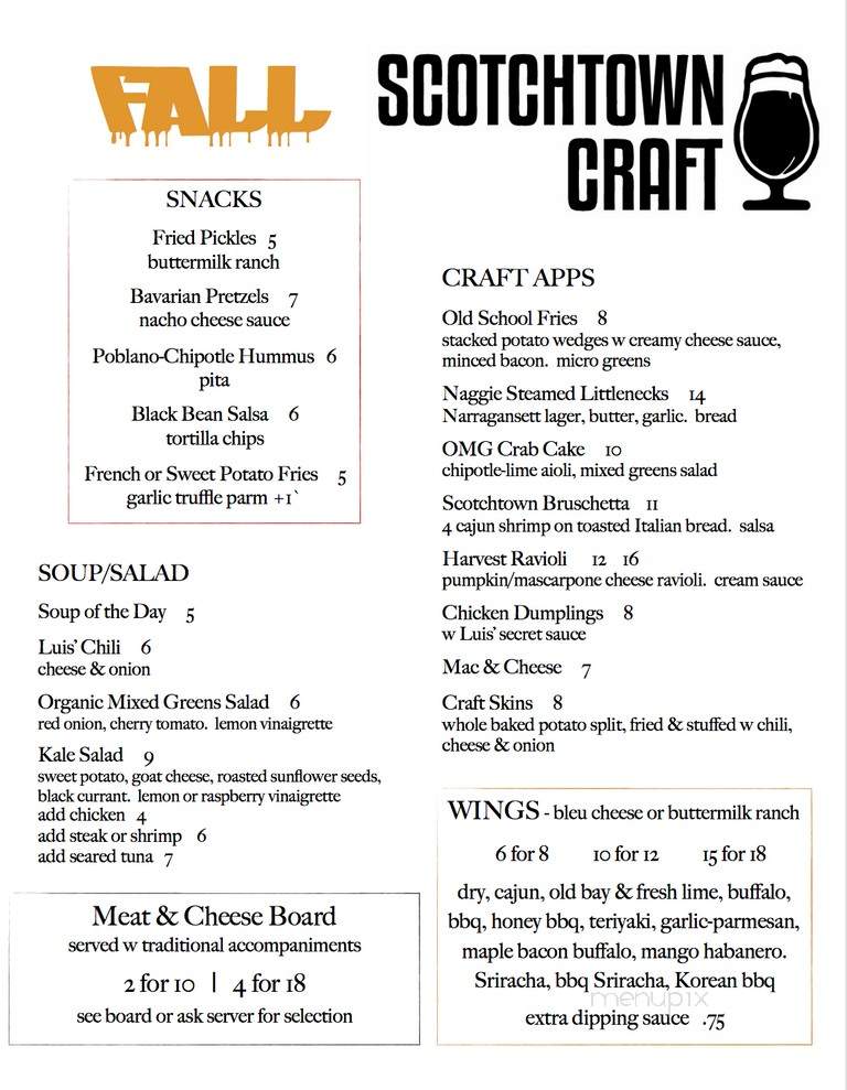 Scotchtown Craft Bar & Kitchen - Middletown, NY menu_pic