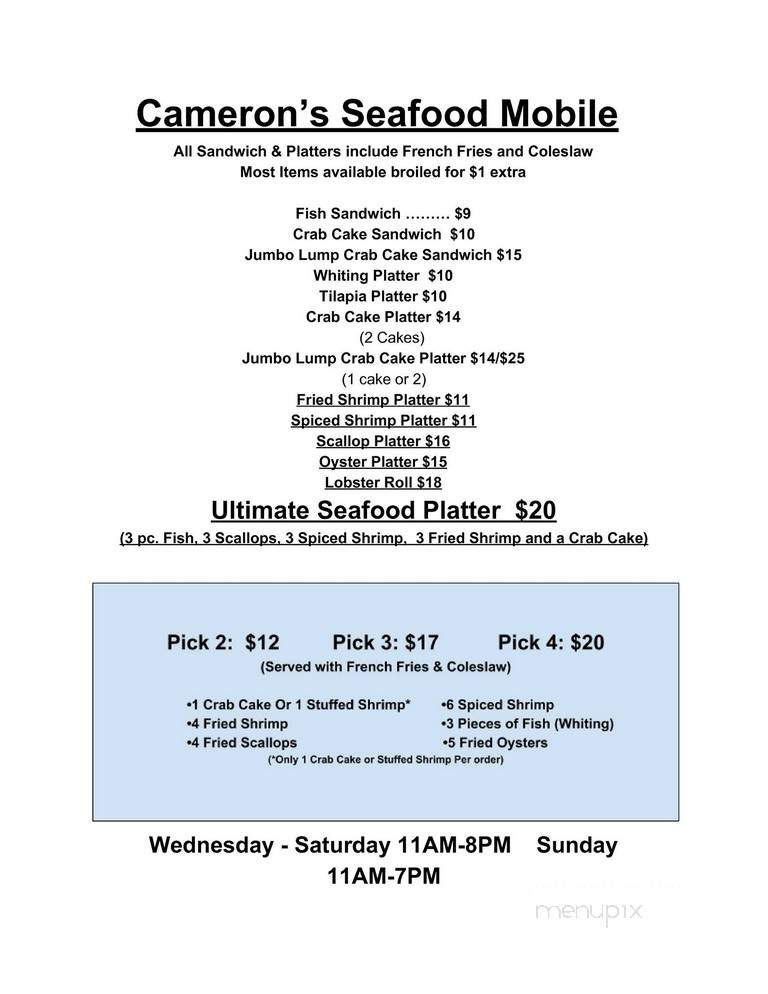 Cameron's Seafood Mobile - Annapolis, MD