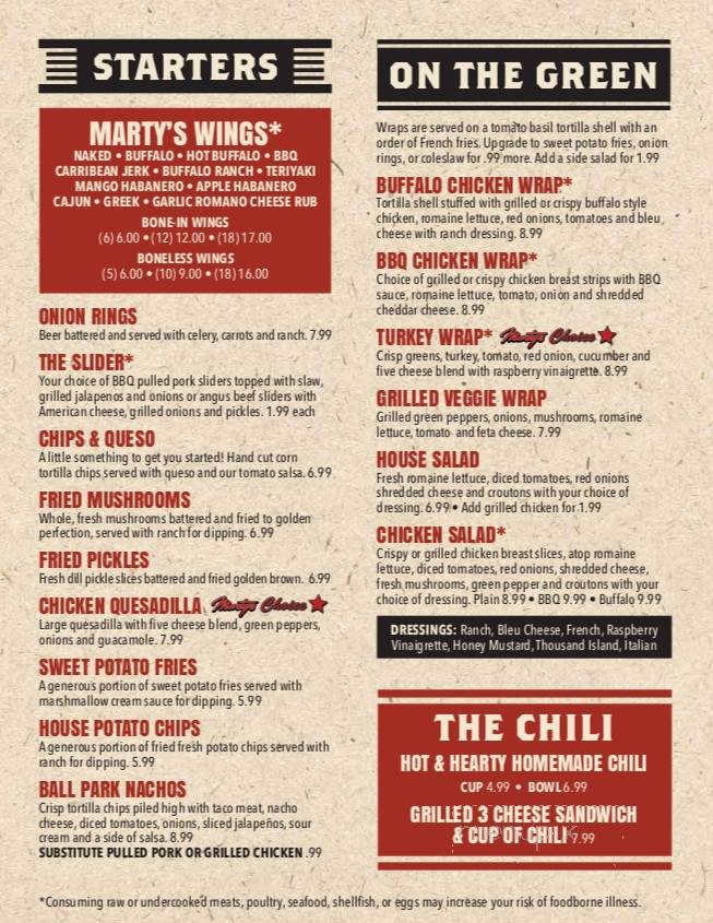 Marty's Sports Bar - Springfield, MO menu_pic