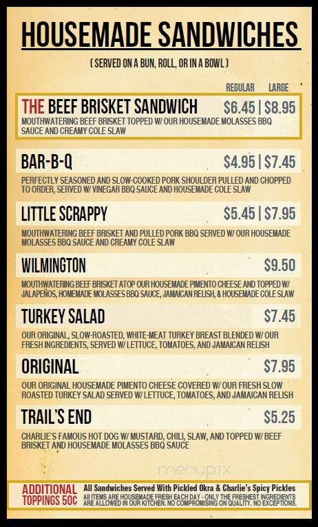 Charlie Graingers - Greer, SC menu_pic