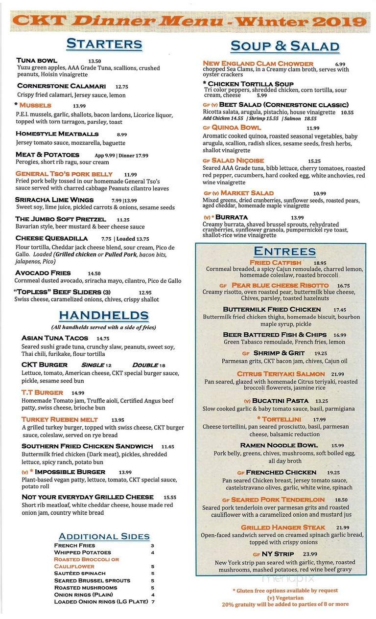 Cornerstone Kitchen & Tap - Jackson, NJ menu_pic