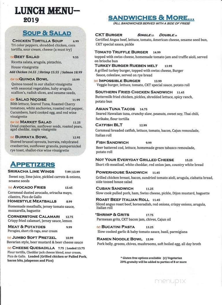Cornerstone Kitchen & Tap - Jackson, NJ menu_pic
