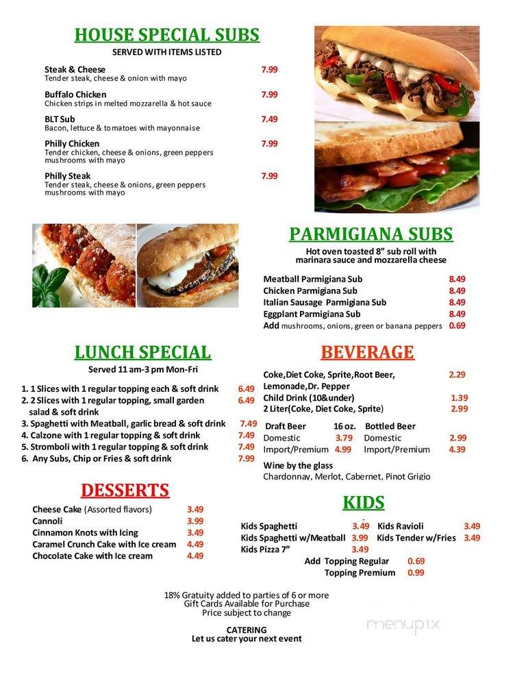 5th Avenue Pizza - Watkinsville, GA menu_pic