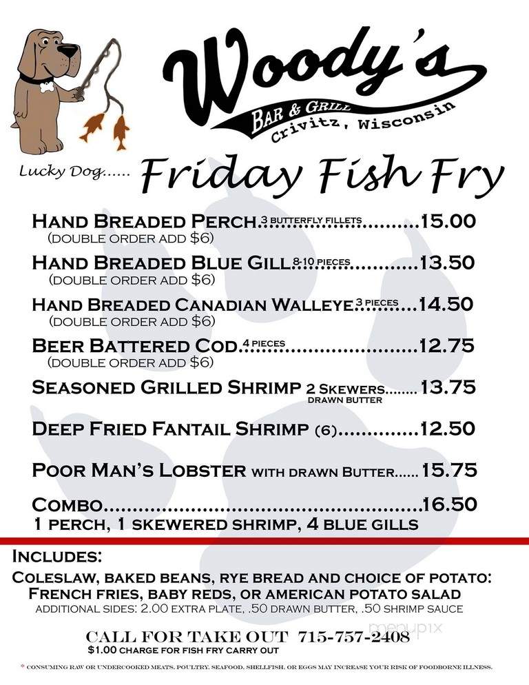 Woody's Bar and Grill - Crivitz, WI menu_pic