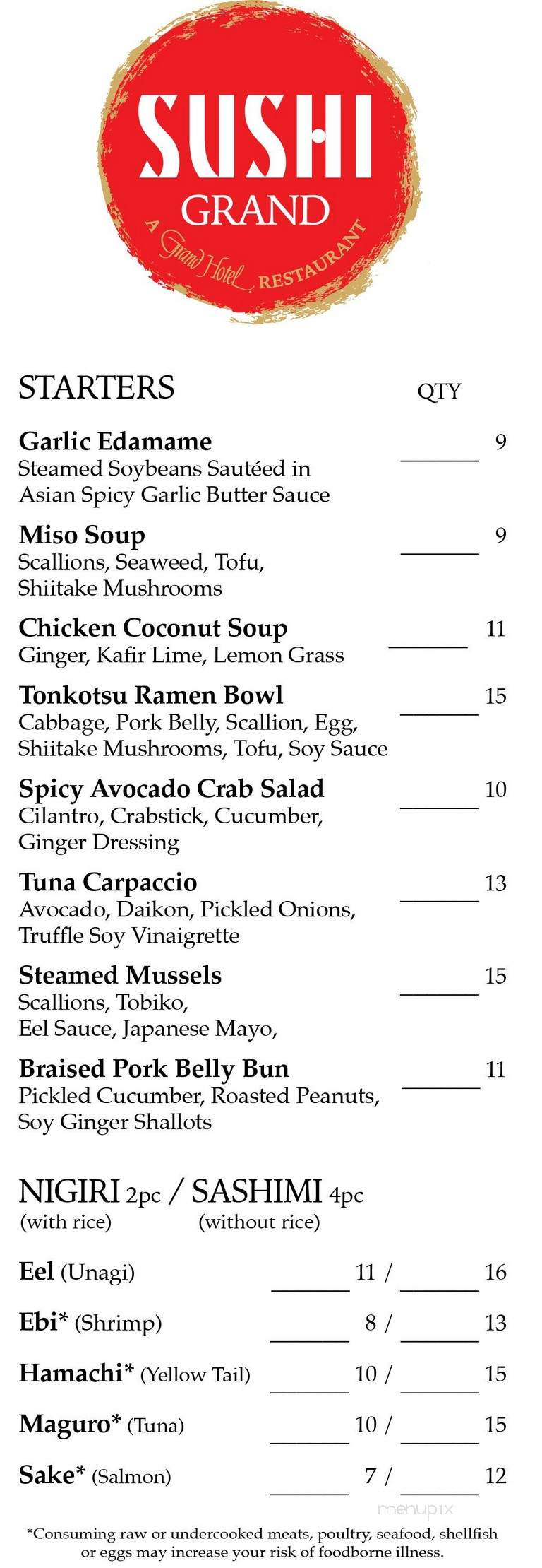 Sushi Grand - Mackinac Island, MI menu_pic