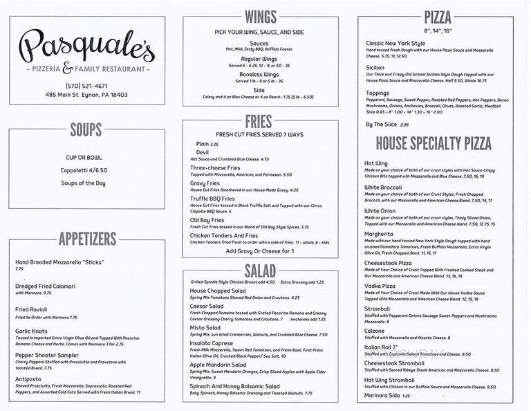 Pasquale's Pizzeria and Family Restaurant - Eynon, PA