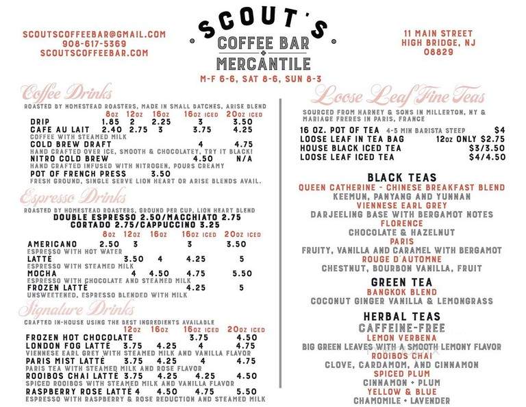 Scout's Coffee Bar & Mercantile - High Bridge, NJ menu_pic