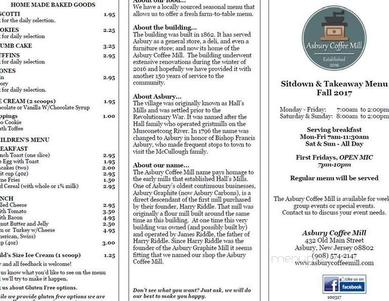 Asbury Coffee Mill - Asbury, NJ menu_pic