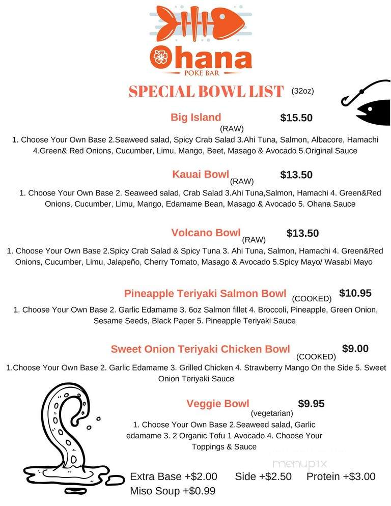Ohana Poke Bar - San Francisco, CA menu_pic