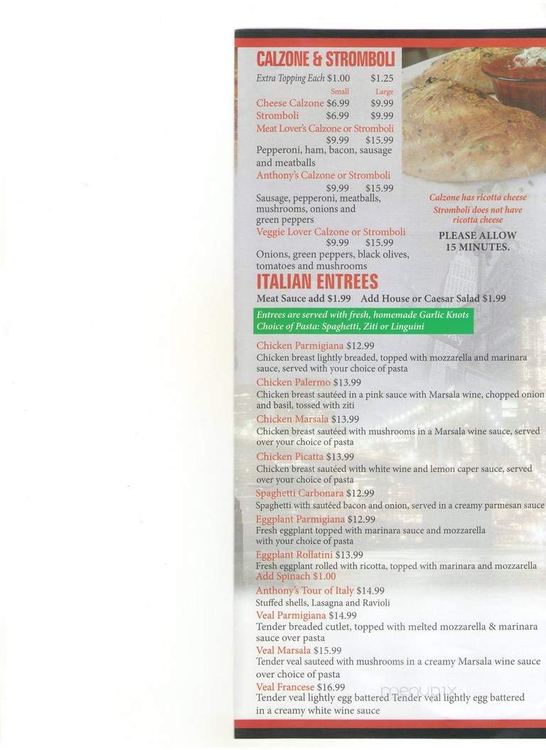 The Original Anthony's Pizza & Italian Restaurant - DeBary, FL menu_pic
