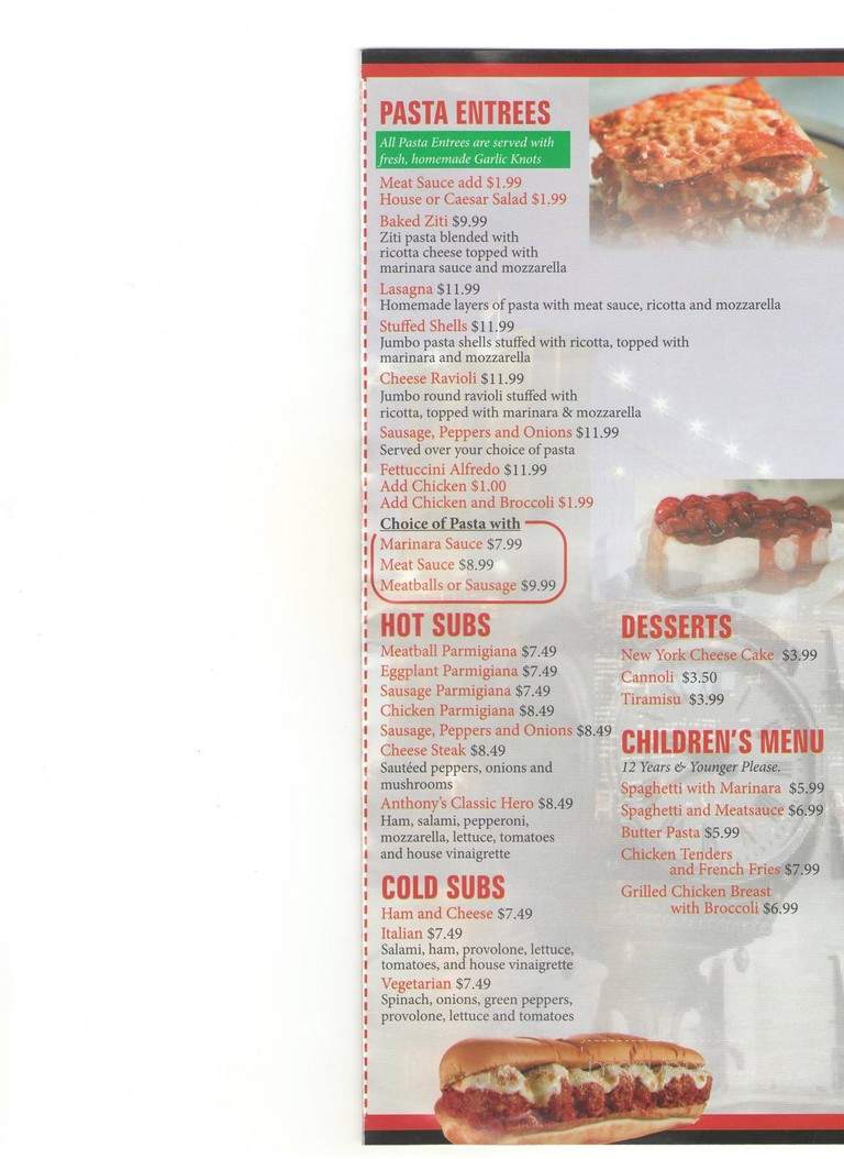 The Original Anthony's Pizza & Italian Restaurant - DeBary, FL menu_pic