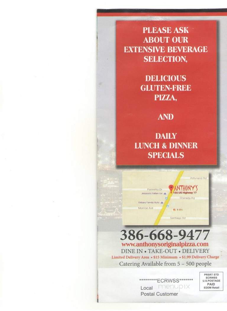 The Original Anthony's Pizza & Italian Restaurant - DeBary, FL menu_pic