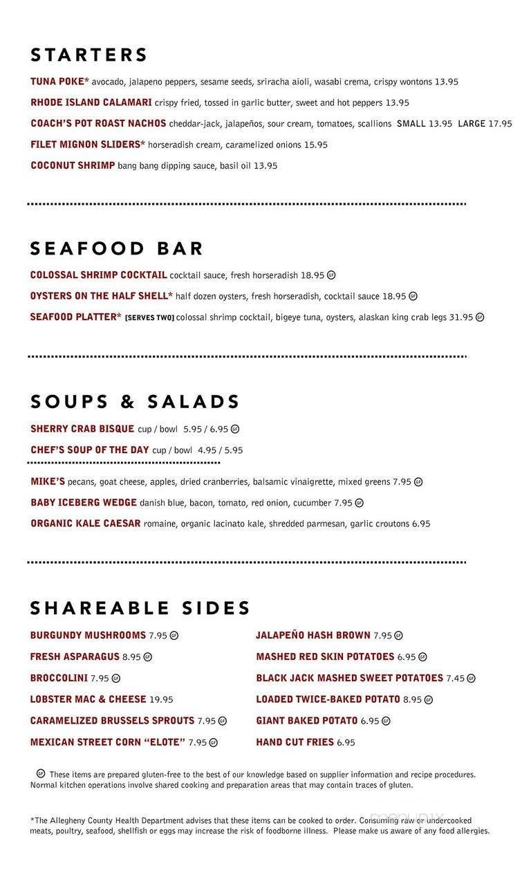 Ditka's - Wexford, PA menu_pic
