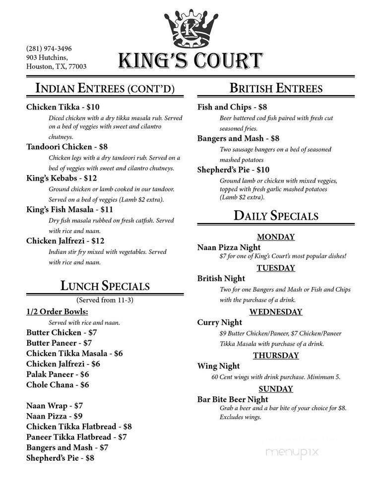 King's Court - Houston, TX menu_pic