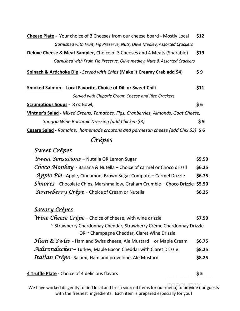 Vine & Barley - Schroon Lake, NY menu_pic