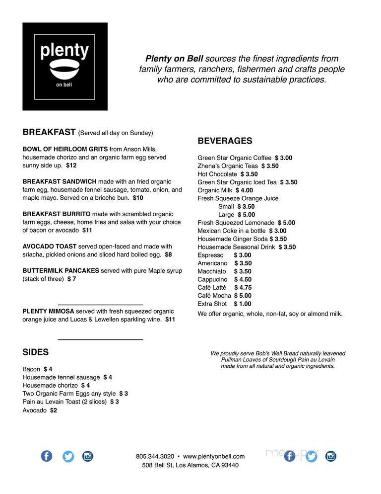 Plenty on Bell - Los Alamos, CA menu_pic