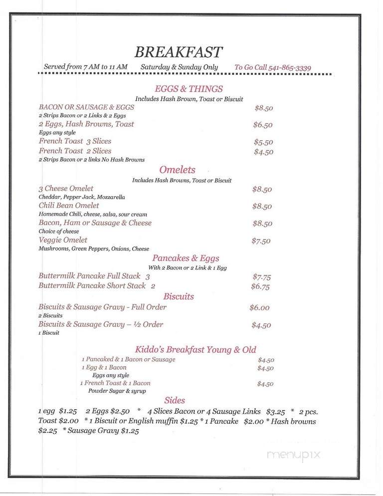 The Old Steam Engine BBQ - Butte Falls, OR menu_pic