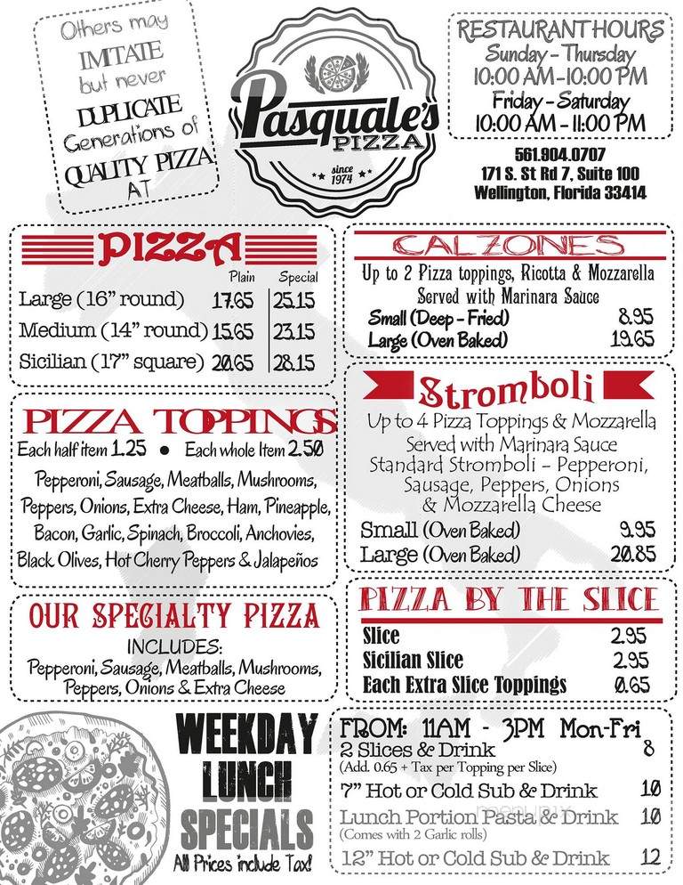 Pasquales Pizza & Italian Eatery - Wellington, FL menu_pic