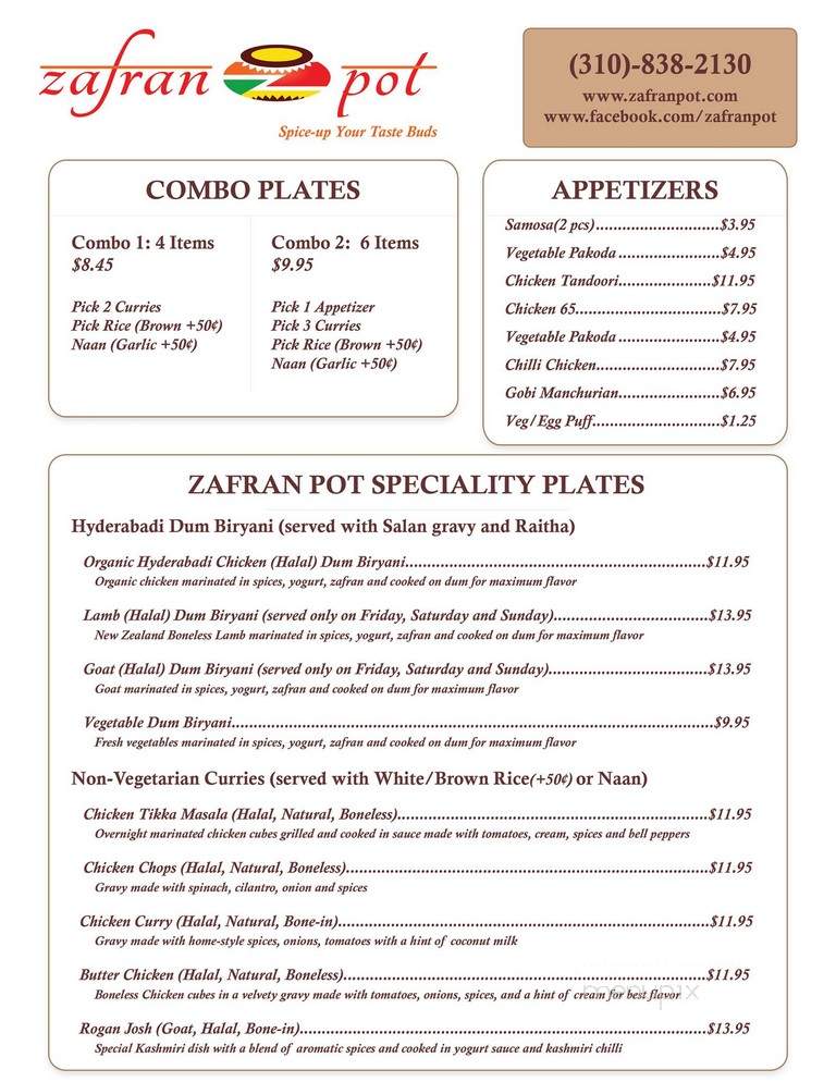 Zafran Pot - Culver City, CA menu_pic