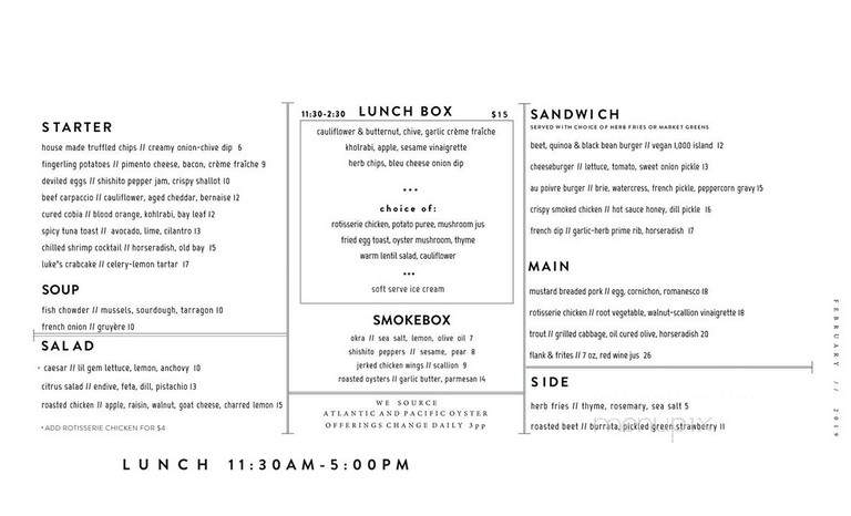 Luke's Kitchen and Bar - Orlando, FL menu_pic