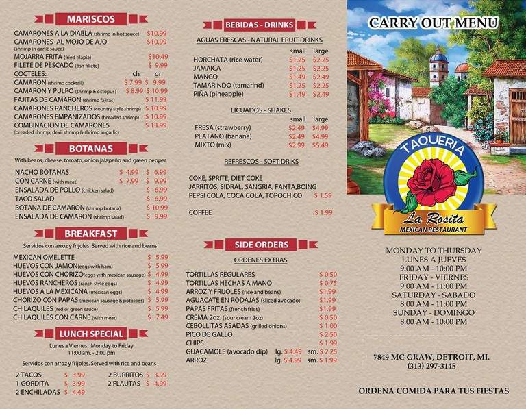 La Rosita Mexican Restaurant 2 - Lincoln Park, MI menu_pic