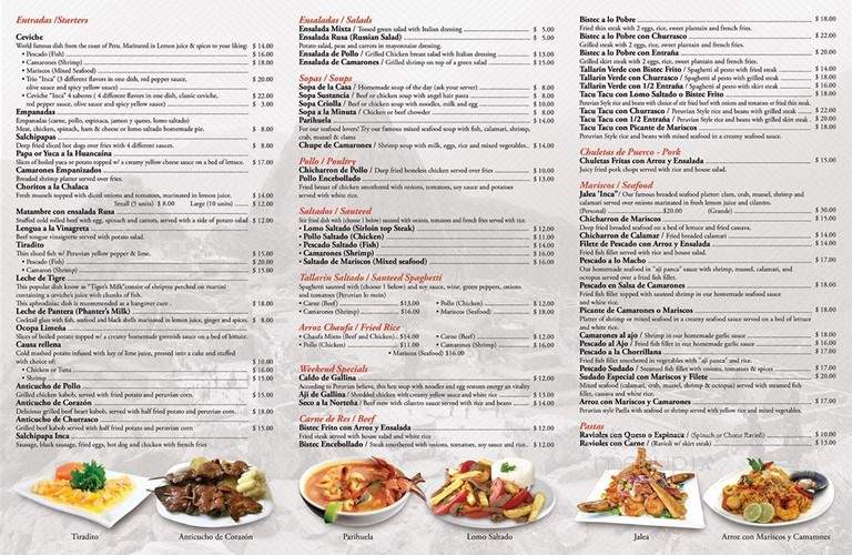 Inca & Gaucho - White Plains, NY menu_pic