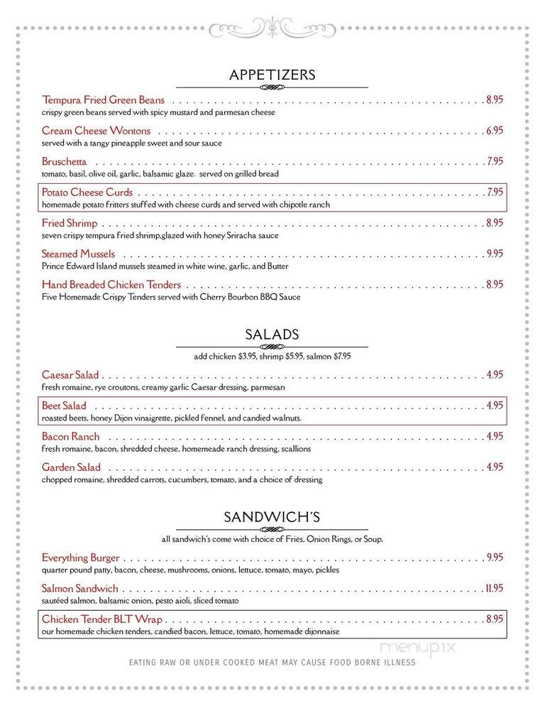 Old 10 Bistro - Stevens Point, WI menu_pic