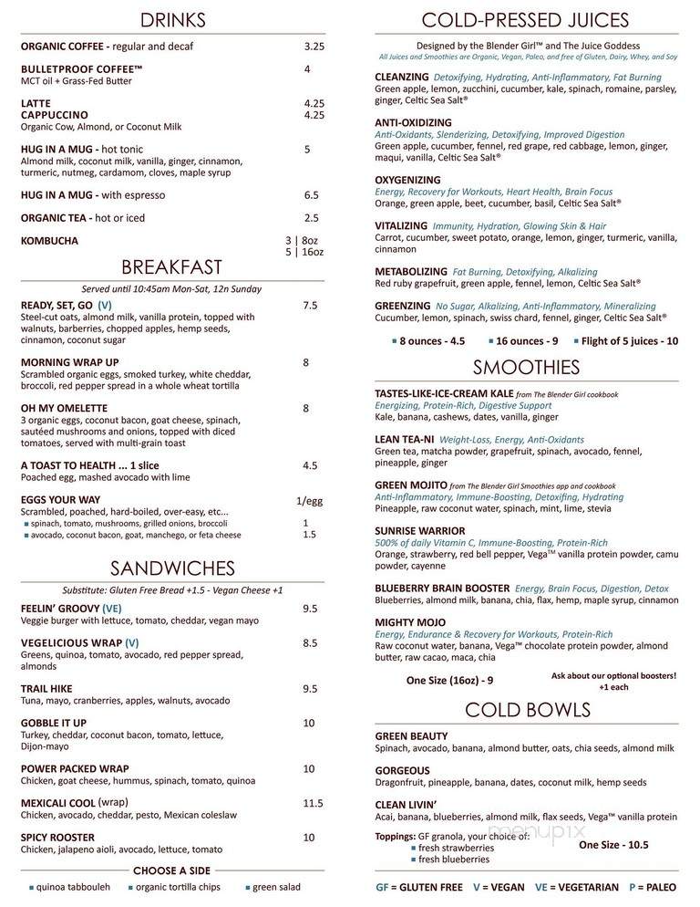 Enjoy pure food + drink - Leawood, KS menu_pic
