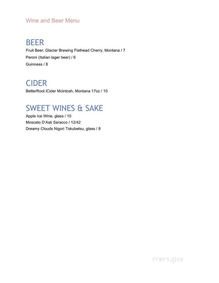Ox Pasture - Red Lodge, MT menu_pic