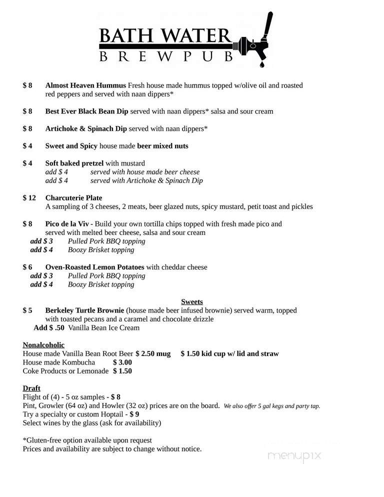 Berkeley Springs Brewery - Berkeley Springs, WV menu_pic