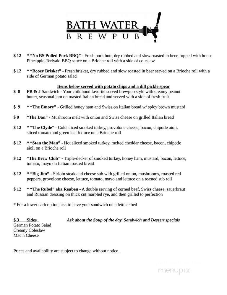 Berkeley Springs Brewery - Berkeley Springs, WV menu_pic