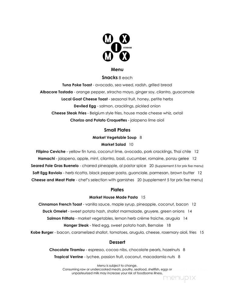 Mix Mix Kitchen Bar - Santa Ana, CA menu_pic