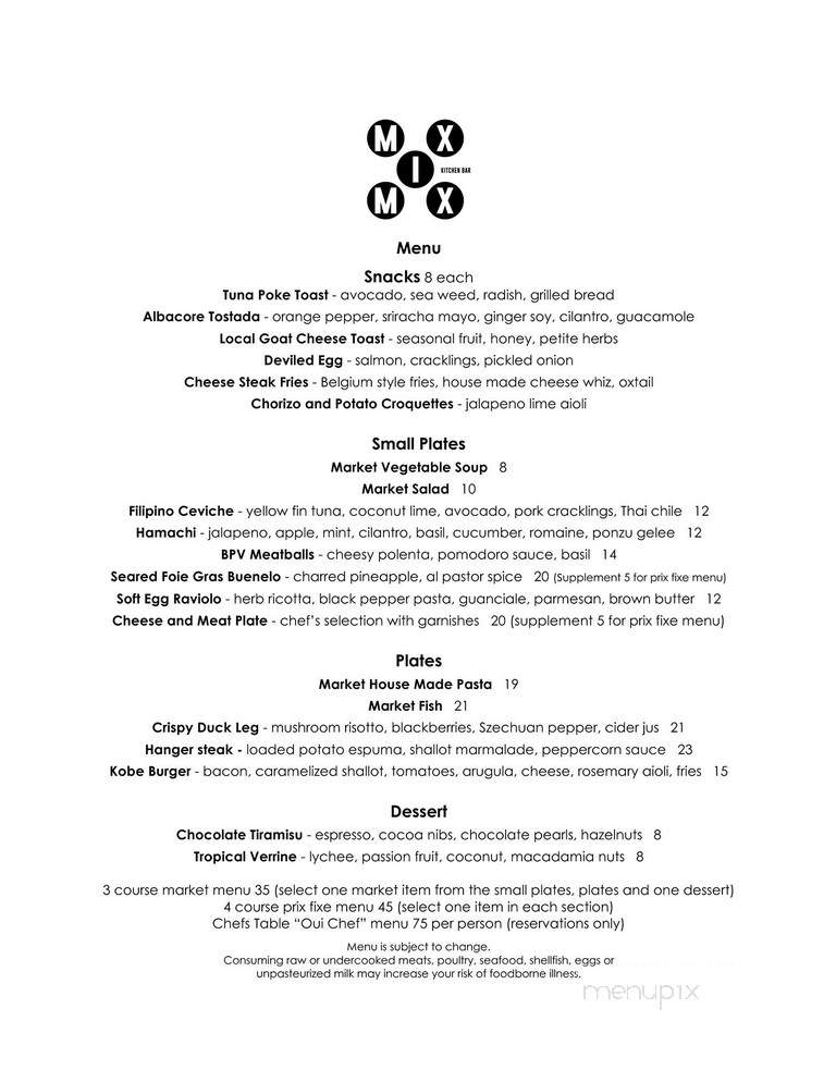 Mix Mix Kitchen Bar - Santa Ana, CA menu_pic