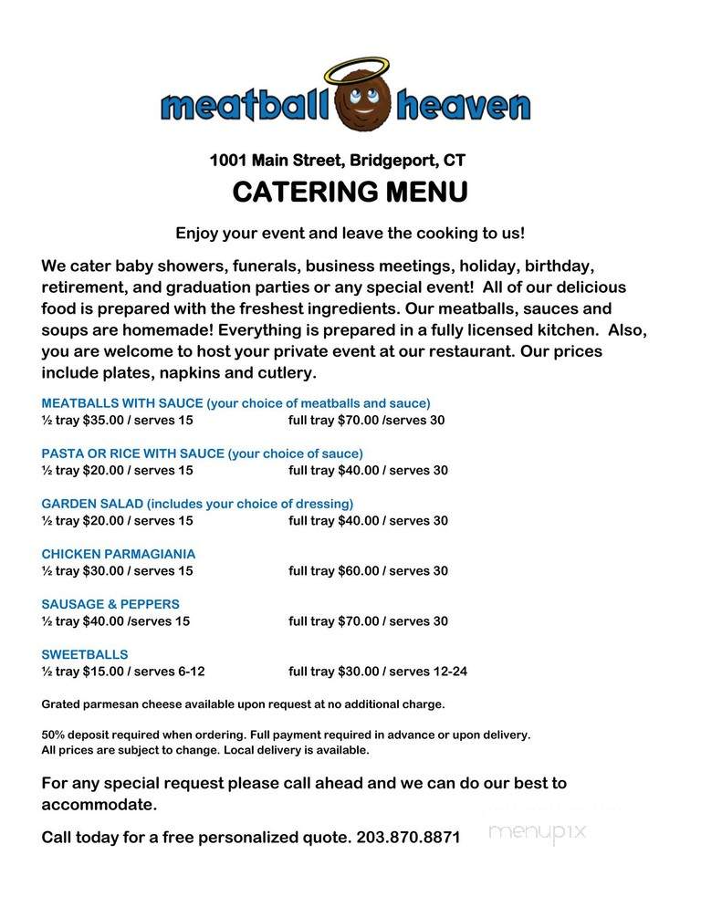 Meatball Heaven - Bridgeport, CT menu_pic