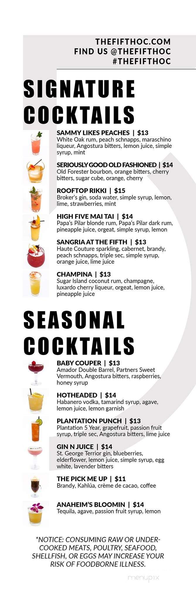 The Fifth - Anaheim, CA menu_pic