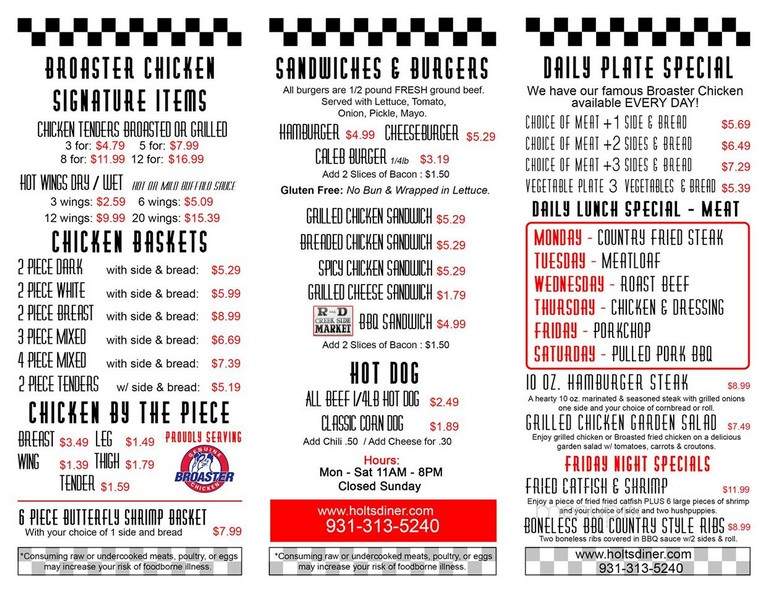 Holt's Diner - Winchester, TN menu_pic