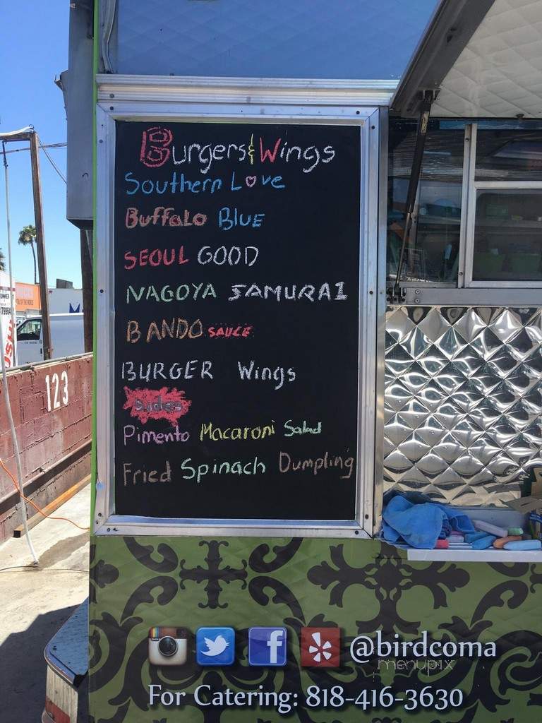 Bird Coma - Los Angeles, CA menu_pic