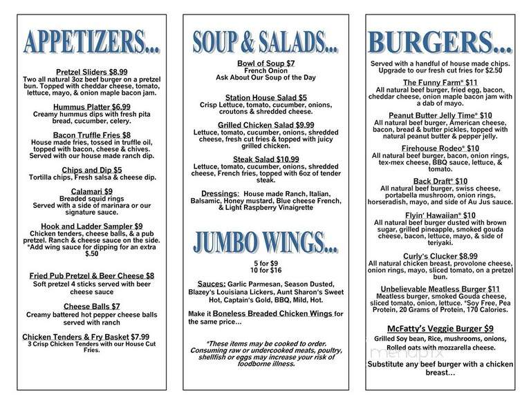 Firehouse Brewing - Indiana, PA menu_pic