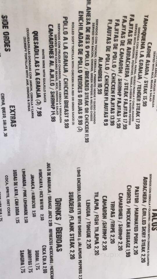 La Granja Restaurant - Chicago, IL menu_pic