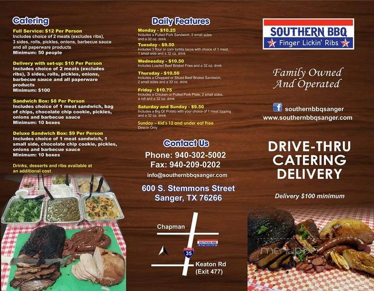 Southern BBQ - Sanger, TX menu_pic