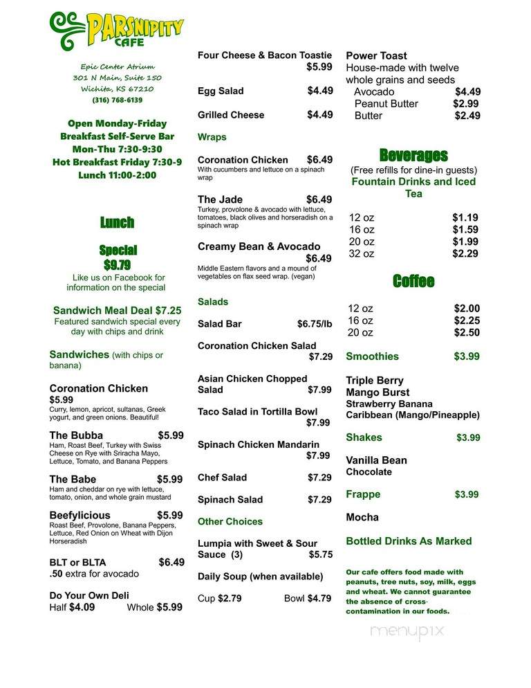 Parsnipity Cafe - Wichita, KS menu_pic