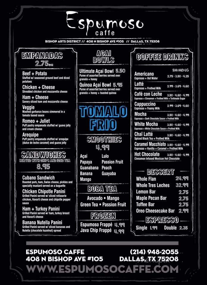 Espumoso Caffe - Dallas, TX menu_pic