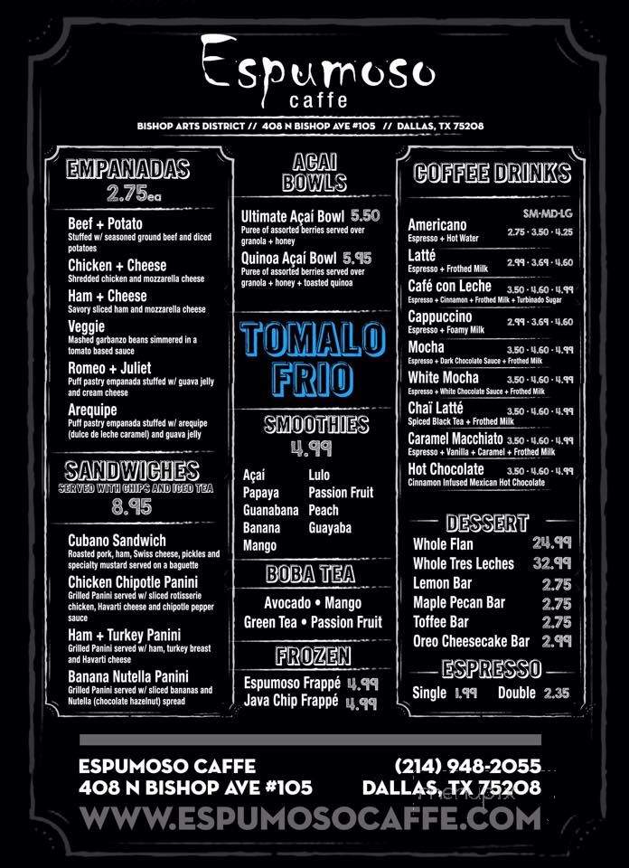 Espumoso Caffe - Dallas, TX menu_pic