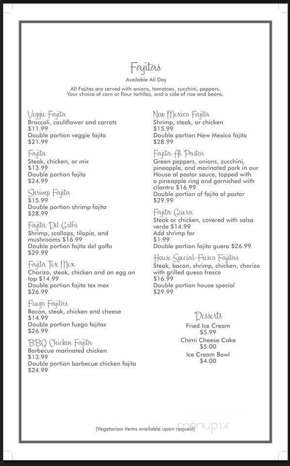 Restaurant Fuego - Beloit, WI menu_pic