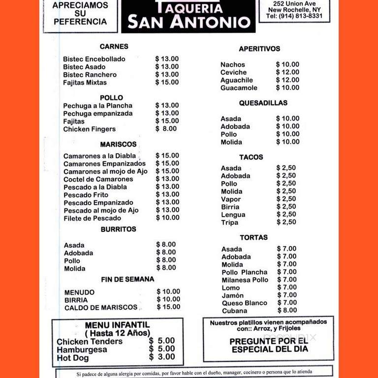 Taqueria San Antonio - New Rochelle, NY menu_pic