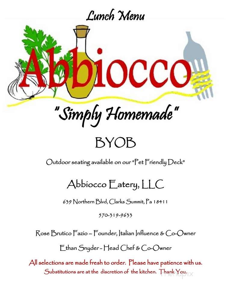 Abbiocco - Clarks Summit, PA menu_pic