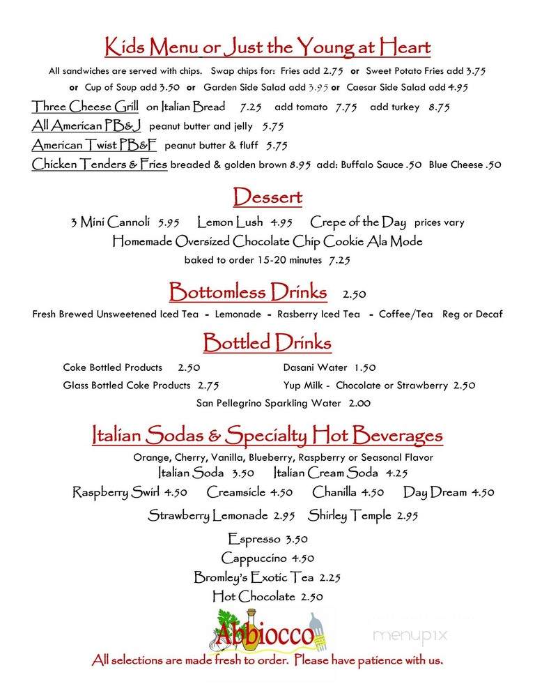 Abbiocco - Clarks Summit, PA menu_pic