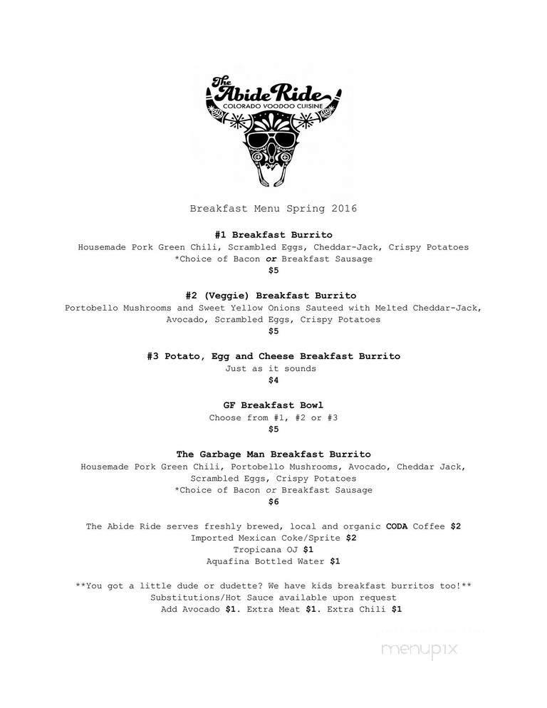 The Abide Ride - Conifer, CO menu_pic