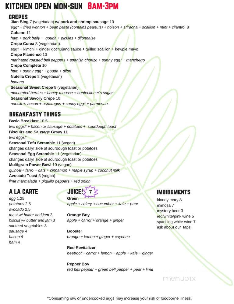 Black Locust Cafe - Madison, WI menu_pic