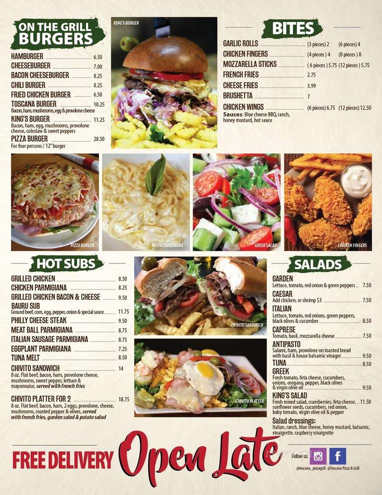 Toscana Pizza & Grill - Coral Springs, FL menu_pic